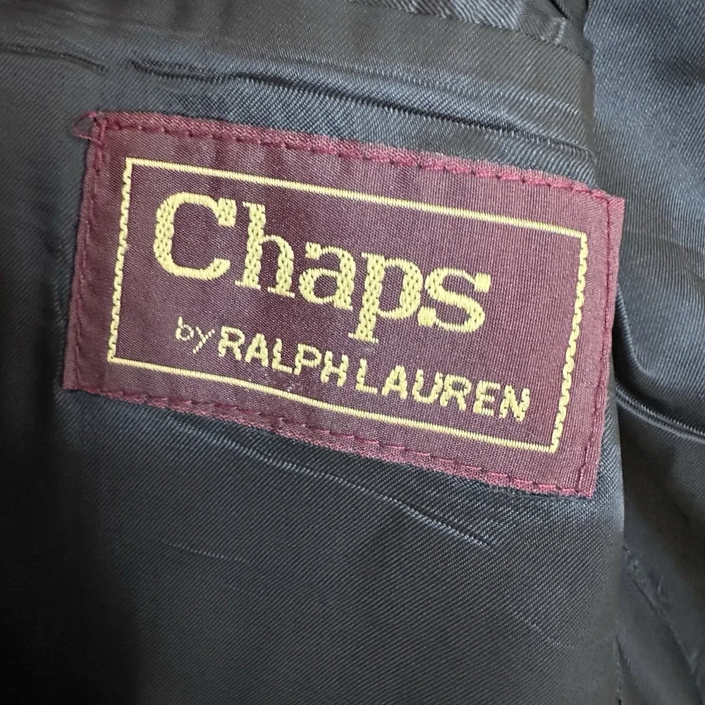 Chaps Ralph Lauren Blazer Sz‎ 44R Gray Pinstripe Wool Cashmere Two Button Jacket